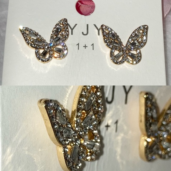 Glamorous Micro Paved Big Butterfly Stud Earrings - Picture 3 of 6